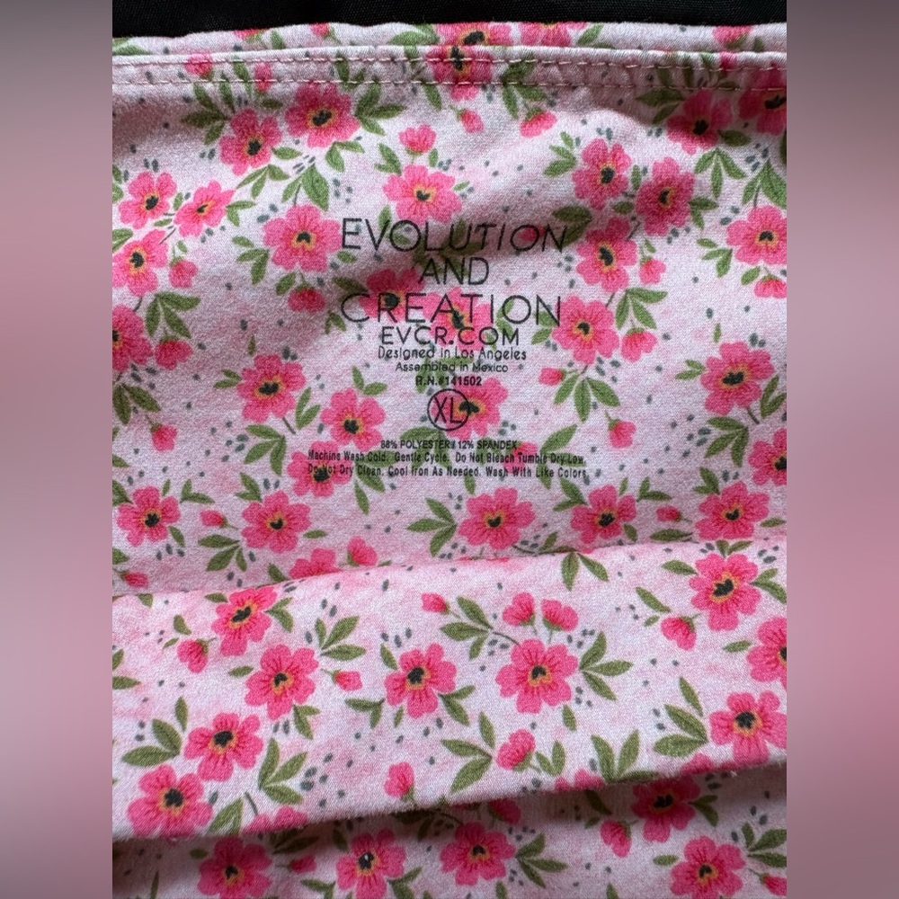 Lot of 2 Woman Sz XL 1XL Adidas Evolution and Creation  Pink Floral Leggings - Picture 2 of 9